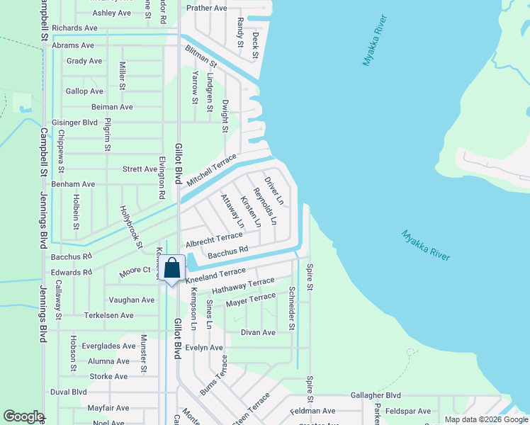 map of restaurants, bars, coffee shops, grocery stores, and more near 4185 Reynolds Lane in Port Charlotte