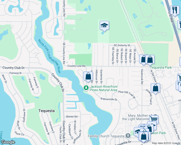 map of restaurants, bars, coffee shops, grocery stores, and more near 19947 Jasmine Drive in Jupiter