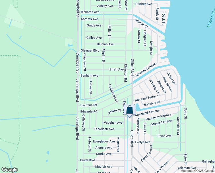 map of restaurants, bars, coffee shops, grocery stores, and more near 4163 Hollybrook Street in Port Charlotte