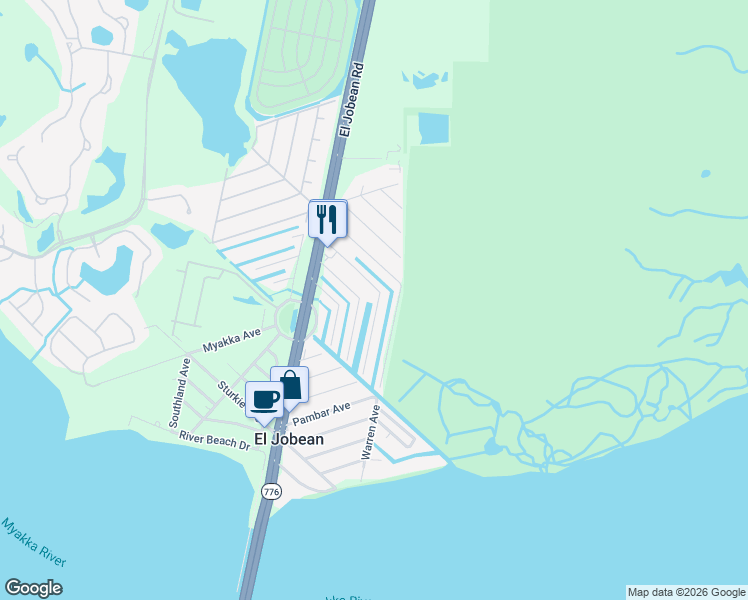 map of restaurants, bars, coffee shops, grocery stores, and more near 4180 Wood Duck Road in Port Charlotte