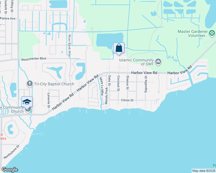 map of restaurants, bars, coffee shops, grocery stores, and more near 161 Date Street in Port Charlotte