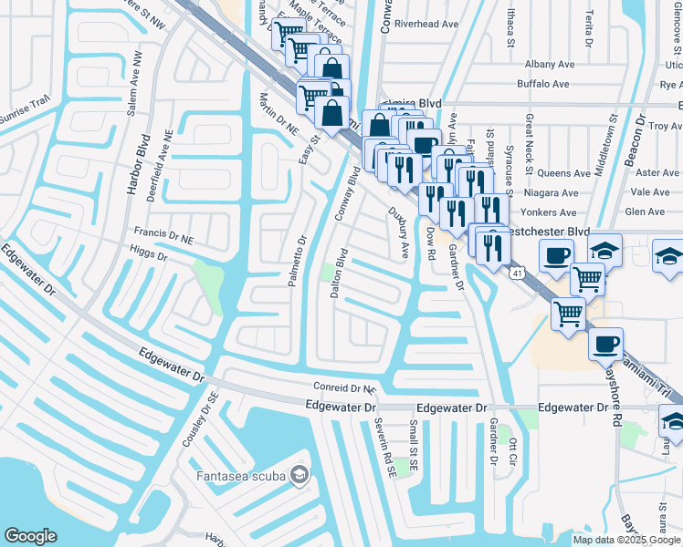 map of restaurants, bars, coffee shops, grocery stores, and more near 440 Sharon Circle Northeast in Port Charlotte