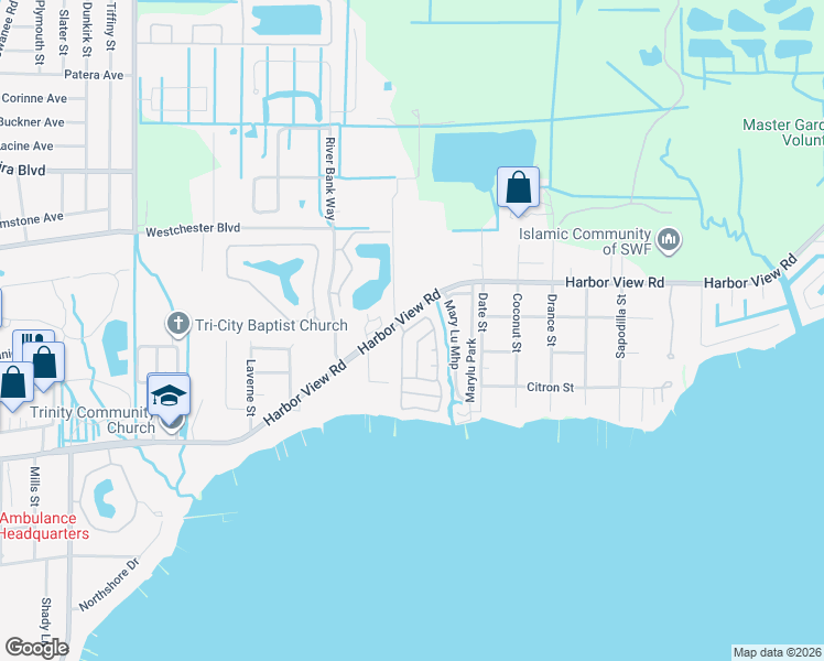 map of restaurants, bars, coffee shops, grocery stores, and more near Harborview Mobile Home Park in Punta Gorda