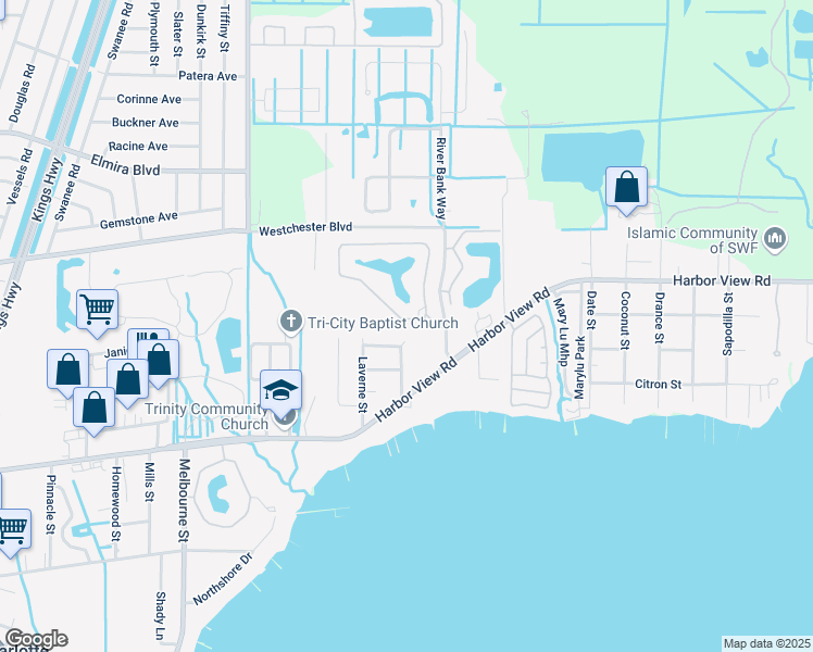 map of restaurants, bars, coffee shops, grocery stores, and more near 24032 Riverfront Drive in Punta Gorda