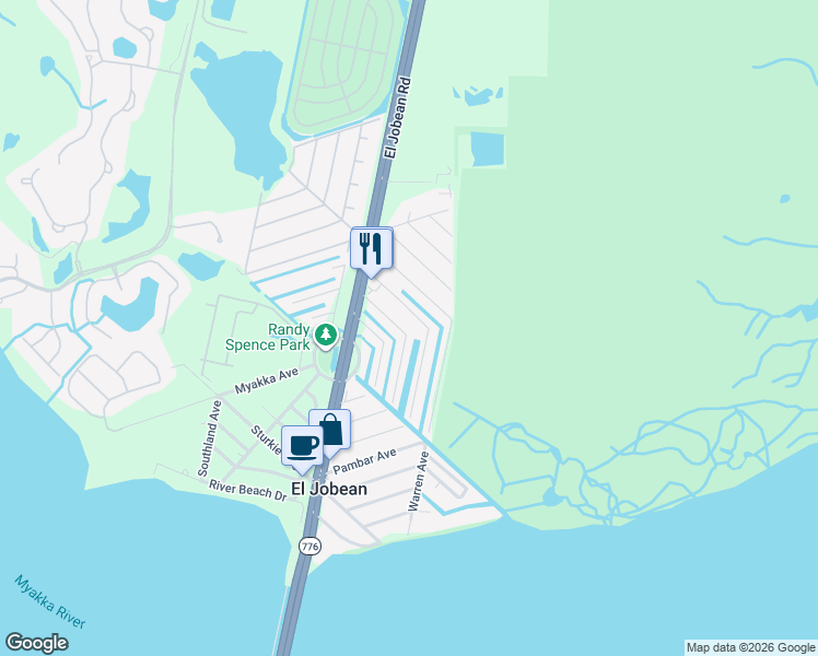 map of restaurants, bars, coffee shops, grocery stores, and more near 4180 Wood Duck Road in Port Charlotte