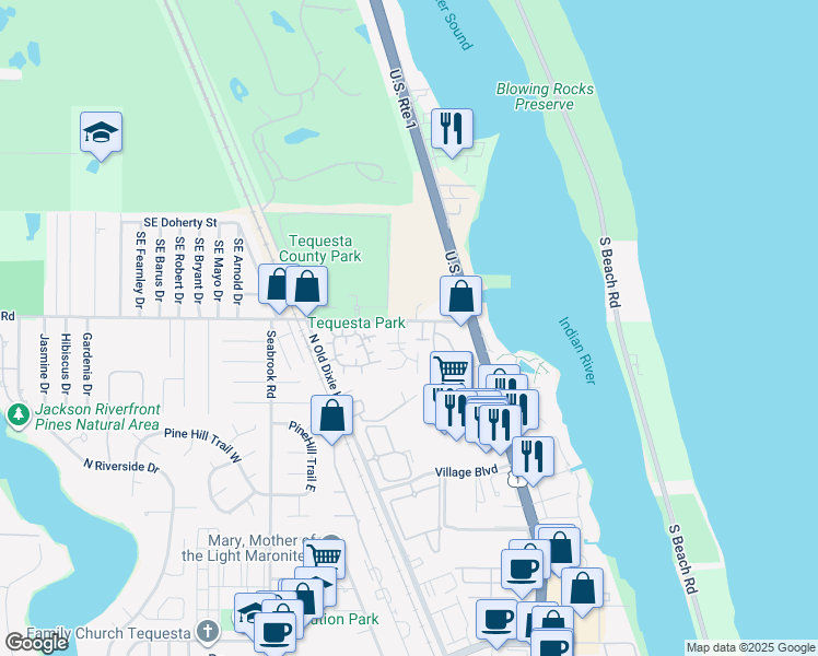 map of restaurants, bars, coffee shops, grocery stores, and more near 3774 County Line Road in Jupiter