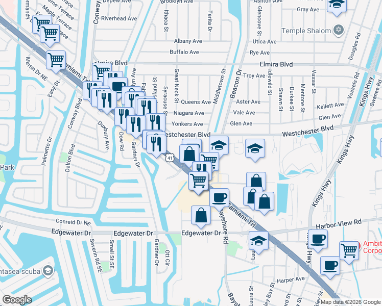 map of restaurants, bars, coffee shops, grocery stores, and more near 4200 U.S. 41 in Punta Gorda