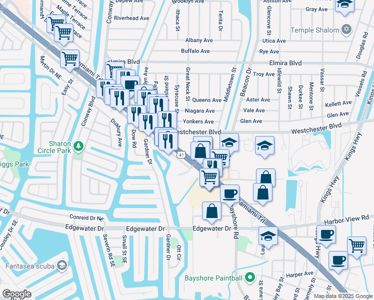 map of restaurants, bars, coffee shops, grocery stores, and more near 4130 Tamiami Trail in Port Charlotte