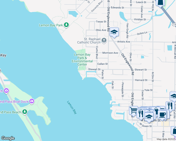 map of restaurants, bars, coffee shops, grocery stores, and more near 940 Suncrest Lane in Englewood