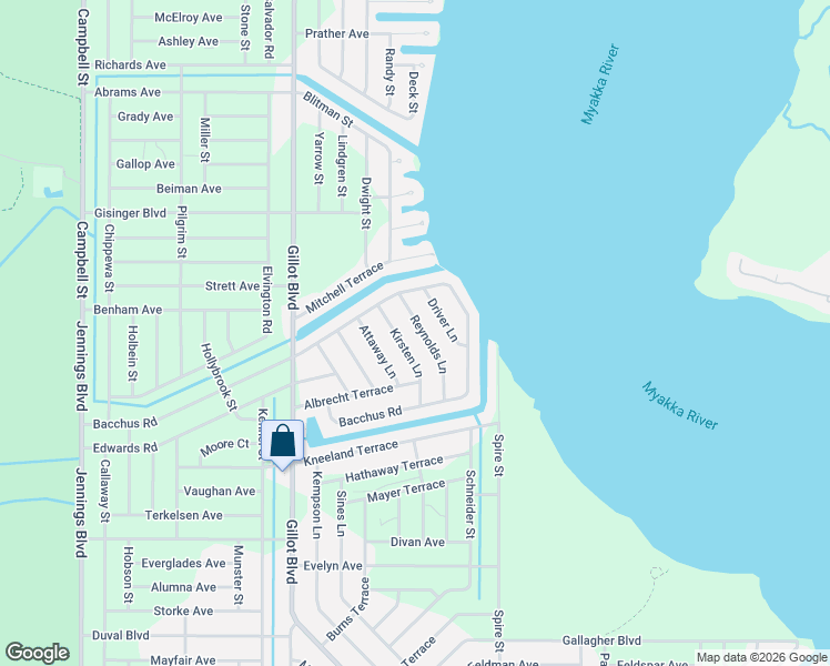 map of restaurants, bars, coffee shops, grocery stores, and more near 4185 Reynolds Lane in Port Charlotte