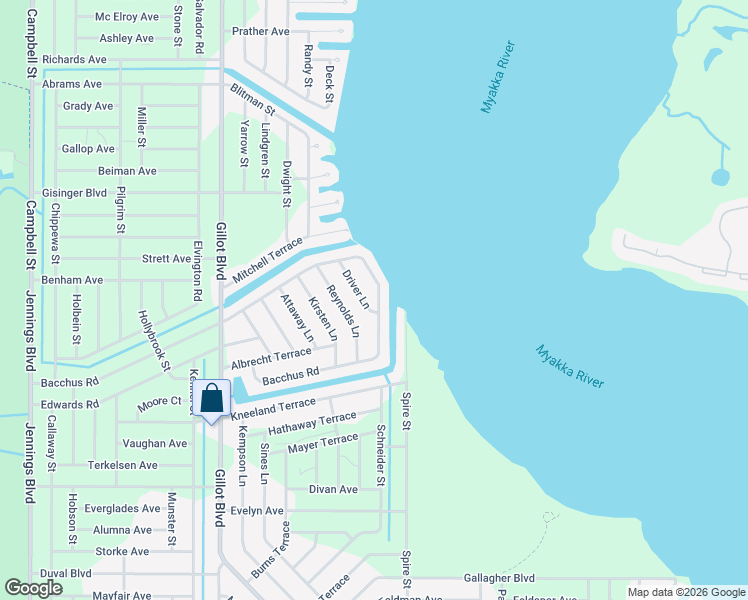 map of restaurants, bars, coffee shops, grocery stores, and more near 12629 Bacchus Road in Port Charlotte