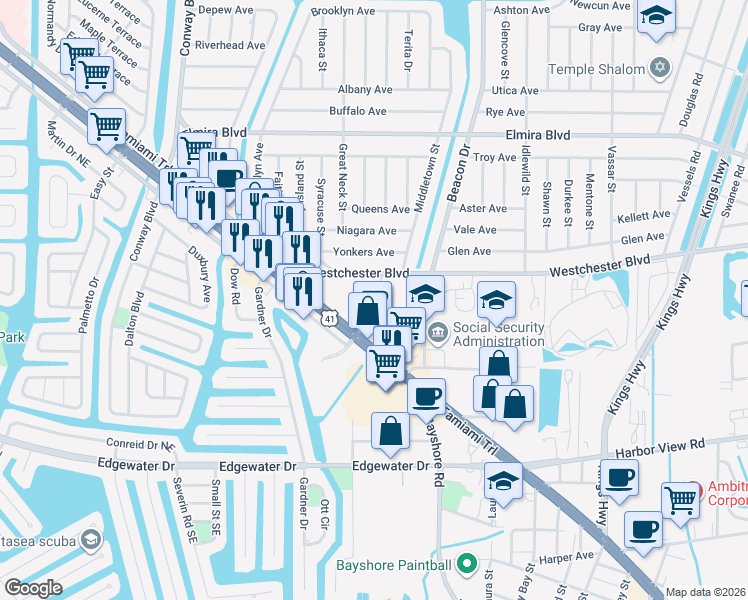 map of restaurants, bars, coffee shops, grocery stores, and more near 4200 U.S. 41 in Punta Gorda