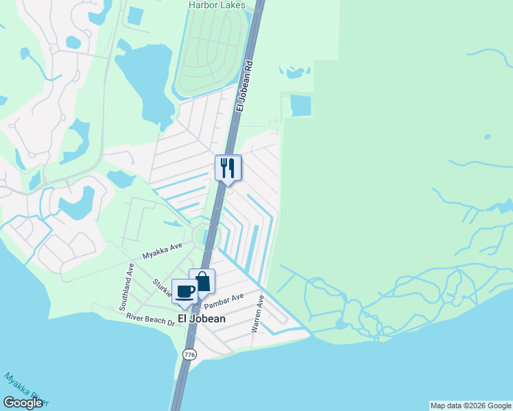 map of restaurants, bars, coffee shops, grocery stores, and more near 4153 Hollis Avenue in Port Charlotte
