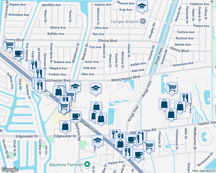 map of restaurants, bars, coffee shops, grocery stores, and more near 23013 Westchester Boulevard in Punta Gorda