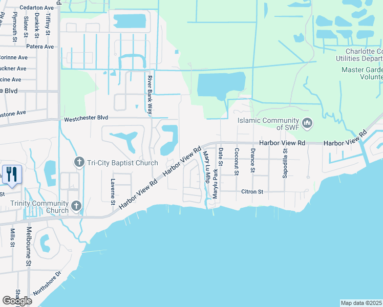 map of restaurants, bars, coffee shops, grocery stores, and more near 24300 Harbor View Road in Port Charlotte