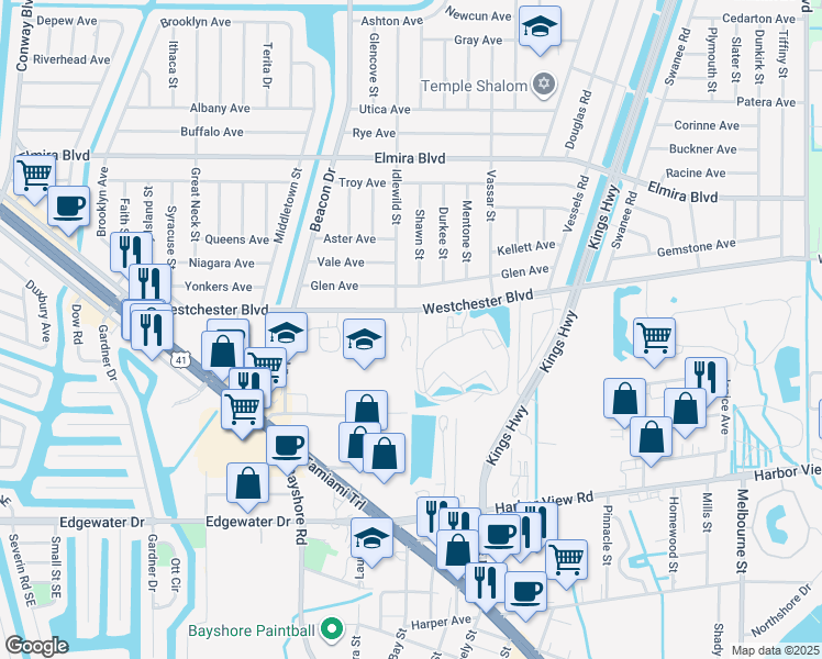 map of restaurants, bars, coffee shops, grocery stores, and more near 23013 Westchester Boulevard in Punta Gorda