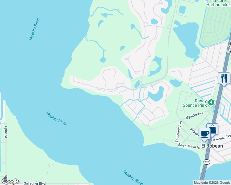 map of restaurants, bars, coffee shops, grocery stores, and more near 4290 Club Drive in Port Charlotte