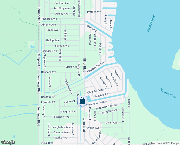 map of restaurants, bars, coffee shops, grocery stores, and more near 12301 Mitchell Terrace in Port Charlotte