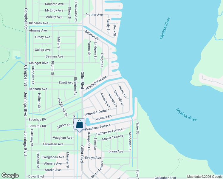 map of restaurants, bars, coffee shops, grocery stores, and more near 12437 Bacchus Road in Port Charlotte