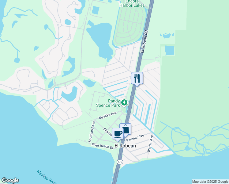 map of restaurants, bars, coffee shops, grocery stores, and more near 4747 Nonchalant Road in Port Charlotte