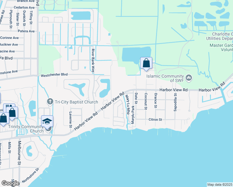 map of restaurants, bars, coffee shops, grocery stores, and more near 24300 Harbor View Road in Port Charlotte
