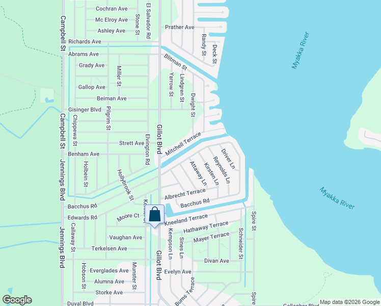 map of restaurants, bars, coffee shops, grocery stores, and more near 12388 Bacchus Road in Port Charlotte