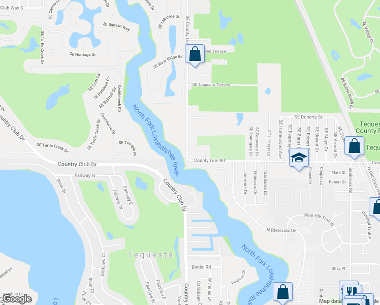 map of restaurants, bars, coffee shops, grocery stores, and more near 10842 Southeast Arielle Terrace in Jupiter