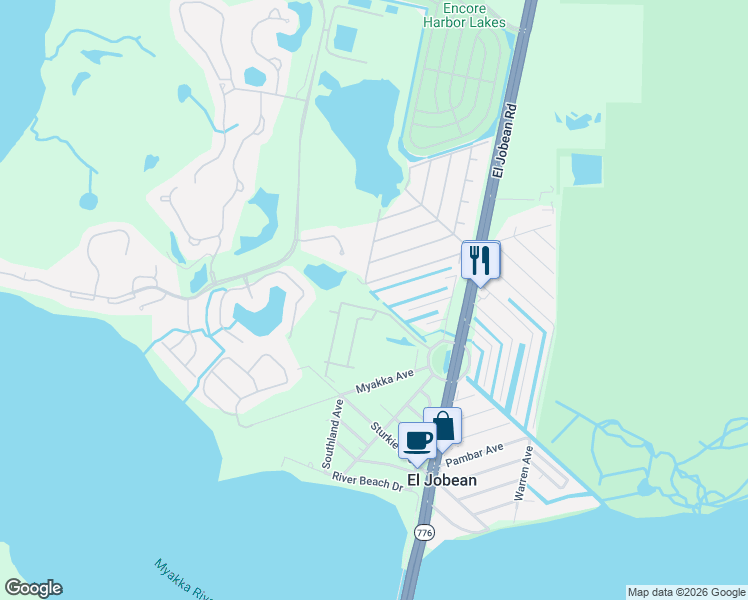 map of restaurants, bars, coffee shops, grocery stores, and more near 14299 Howard Avenue in Port Charlotte