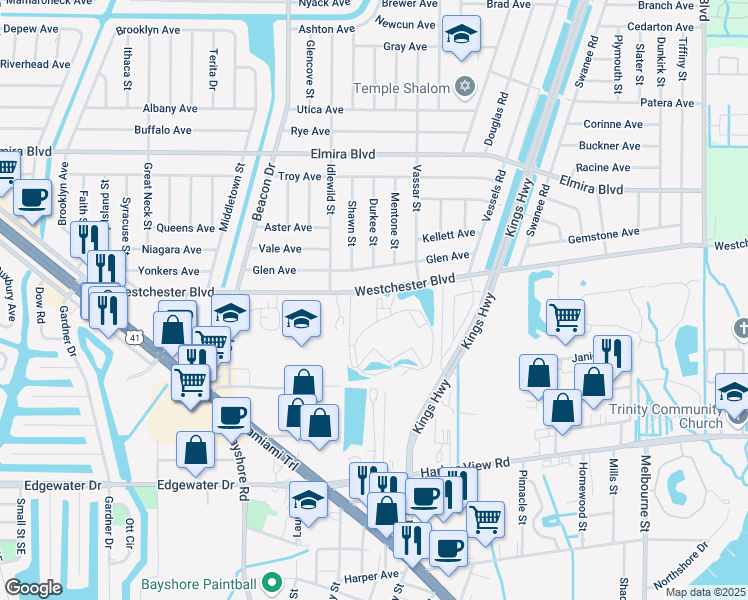 map of restaurants, bars, coffee shops, grocery stores, and more near 23013 Westchester Boulevard in Punta Gorda