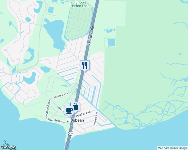 map of restaurants, bars, coffee shops, grocery stores, and more near 4153 Hollis Avenue in Port Charlotte