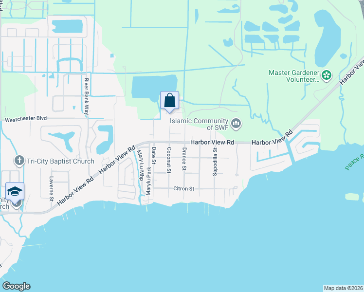 map of restaurants, bars, coffee shops, grocery stores, and more near 4075 Drance Street in Port Charlotte