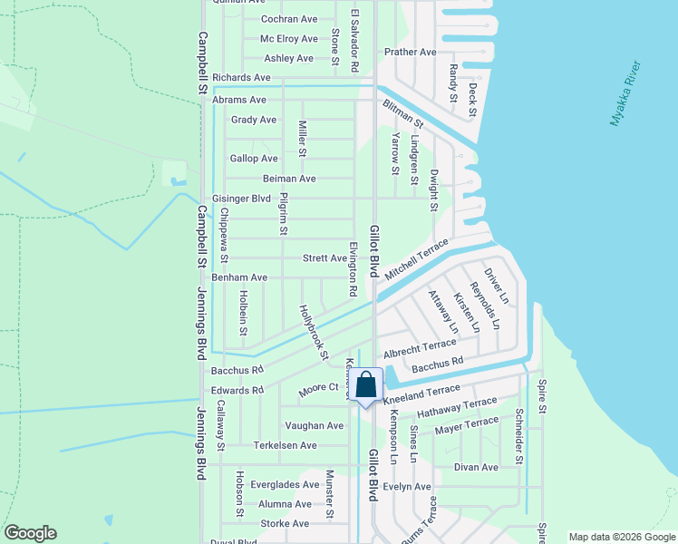 map of restaurants, bars, coffee shops, grocery stores, and more near 12196 Benham Avenue in Port Charlotte