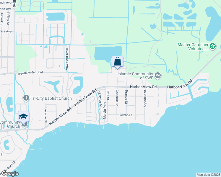 map of restaurants, bars, coffee shops, grocery stores, and more near 24483 Harbor View Road in Punta Gorda