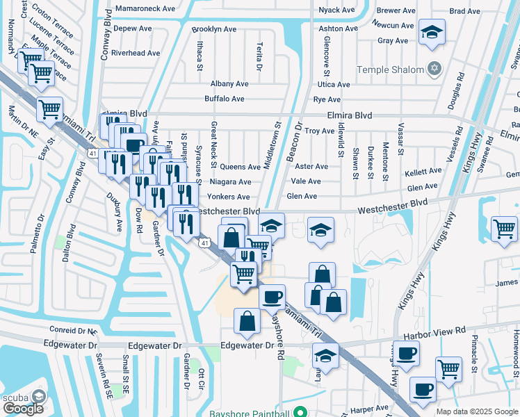 map of restaurants, bars, coffee shops, grocery stores, and more near 3600 Middletown Street in Port Charlotte