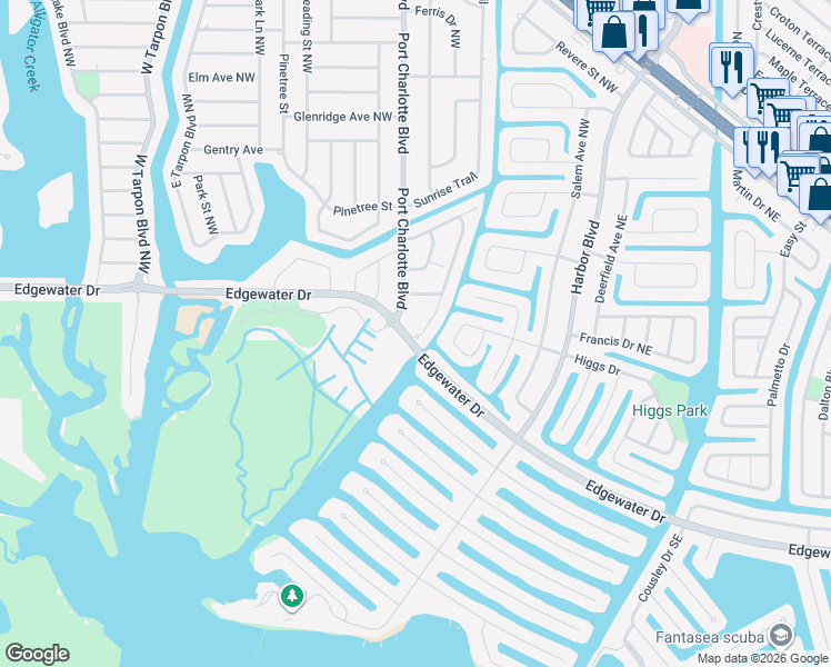 map of restaurants, bars, coffee shops, grocery stores, and more near 110 Carlisle Avenue Northwest in Port Charlotte