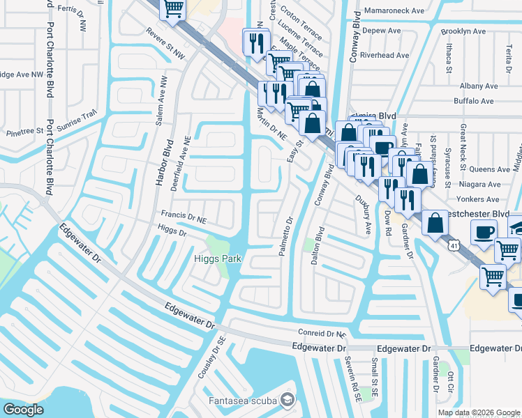 map of restaurants, bars, coffee shops, grocery stores, and more near 149 Orange Street in Port Charlotte