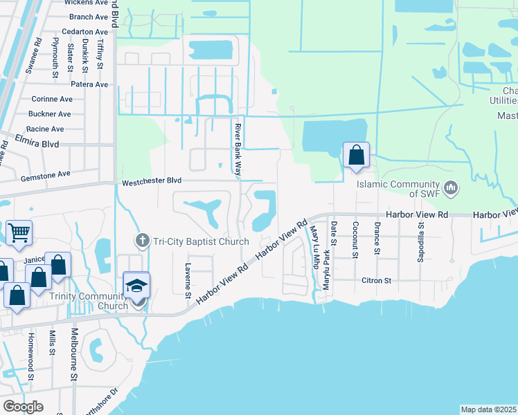 map of restaurants, bars, coffee shops, grocery stores, and more near 4048 Oakview Drive in Port Charlotte