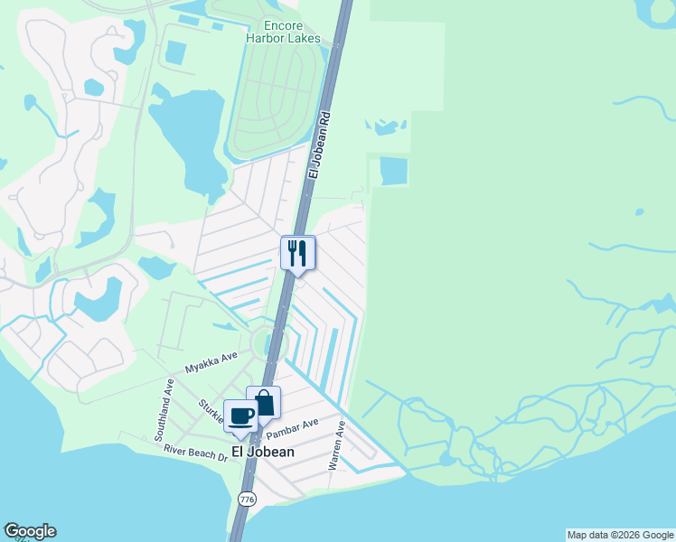map of restaurants, bars, coffee shops, grocery stores, and more near 4153 Hollis Avenue in Port Charlotte