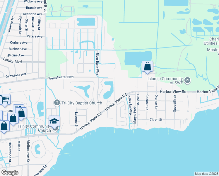 map of restaurants, bars, coffee shops, grocery stores, and more near 4048 Oakview Drive in Port Charlotte