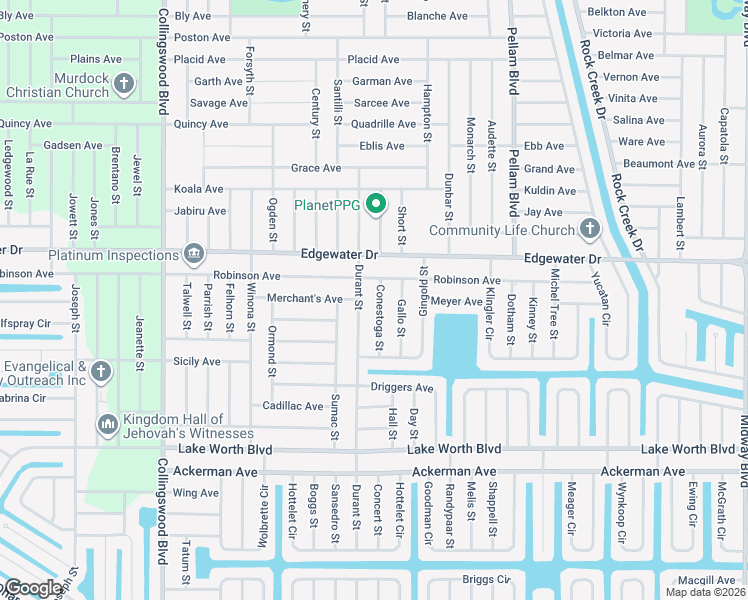 map of restaurants, bars, coffee shops, grocery stores, and more near 4088 Durant Street in Port Charlotte