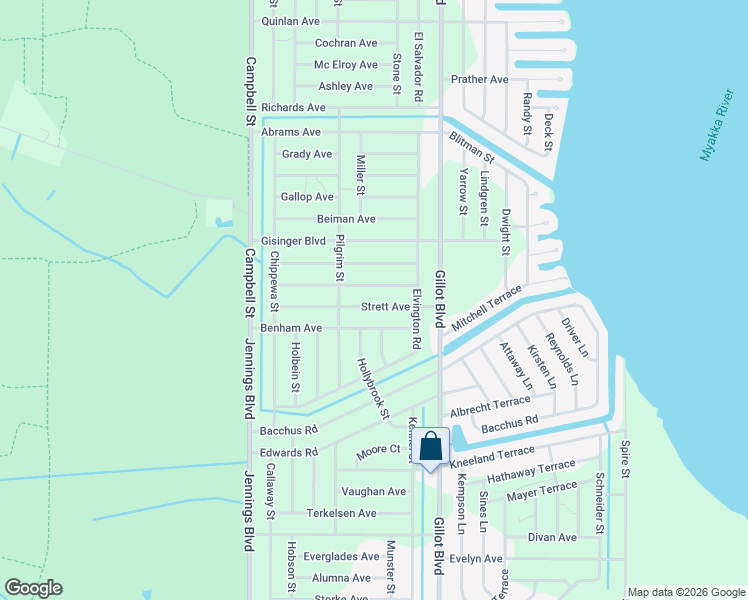 map of restaurants, bars, coffee shops, grocery stores, and more near 12196 Conroy Avenue in Port Charlotte