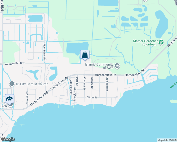map of restaurants, bars, coffee shops, grocery stores, and more near 1792 Osage Street in Port Charlotte