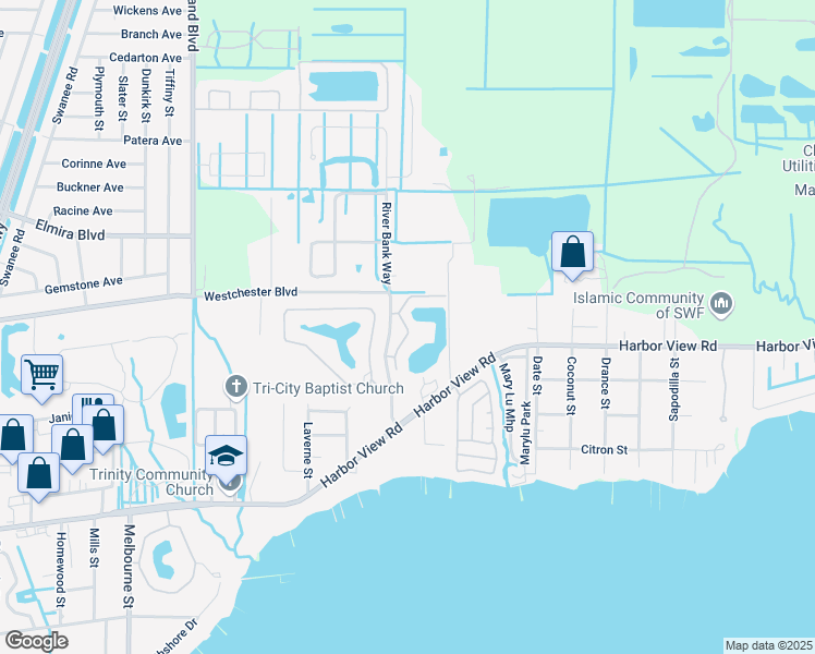 map of restaurants, bars, coffee shops, grocery stores, and more near 24384 Riverfront Drive in Punta Gorda