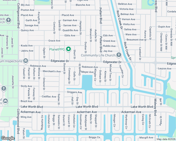 map of restaurants, bars, coffee shops, grocery stores, and more near 18428 Robinson Avenue in Port Charlotte