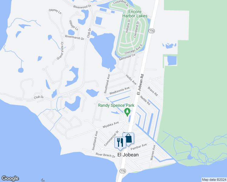 map of restaurants, bars, coffee shops, grocery stores, and more near 14328 Weeksonia Avenue in Port Charlotte