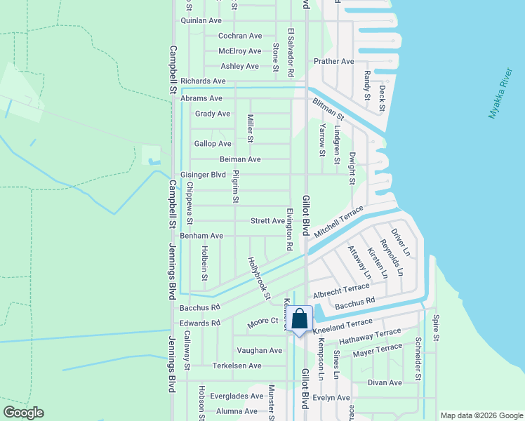 map of restaurants, bars, coffee shops, grocery stores, and more near 12196 Conroy Avenue in Port Charlotte
