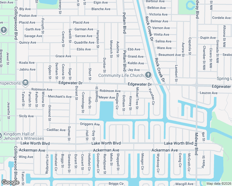 map of restaurants, bars, coffee shops, grocery stores, and more near 18474 Robinson Avenue in Port Charlotte
