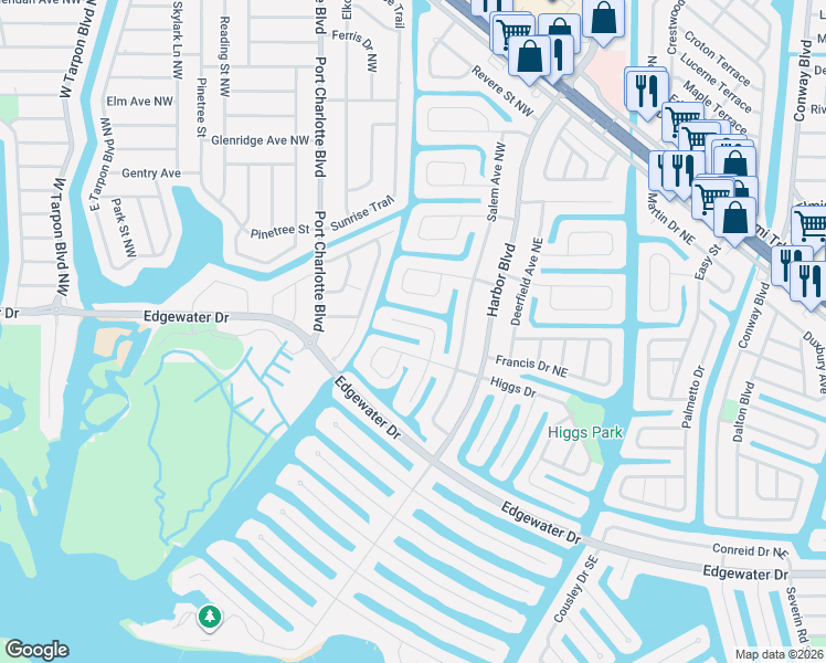 map of restaurants, bars, coffee shops, grocery stores, and more near 167 Buckeye Avenue Northwest in Port Charlotte