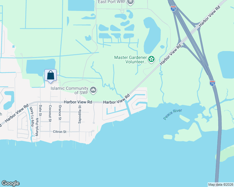map of restaurants, bars, coffee shops, grocery stores, and more near 25250 Harbor View Road in Punta Gorda
