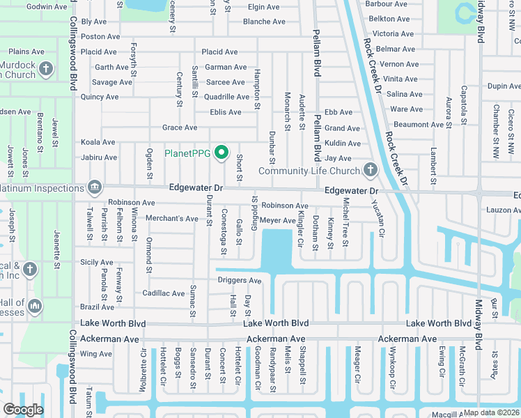 map of restaurants, bars, coffee shops, grocery stores, and more near 18371 Robinson Avenue in Port Charlotte